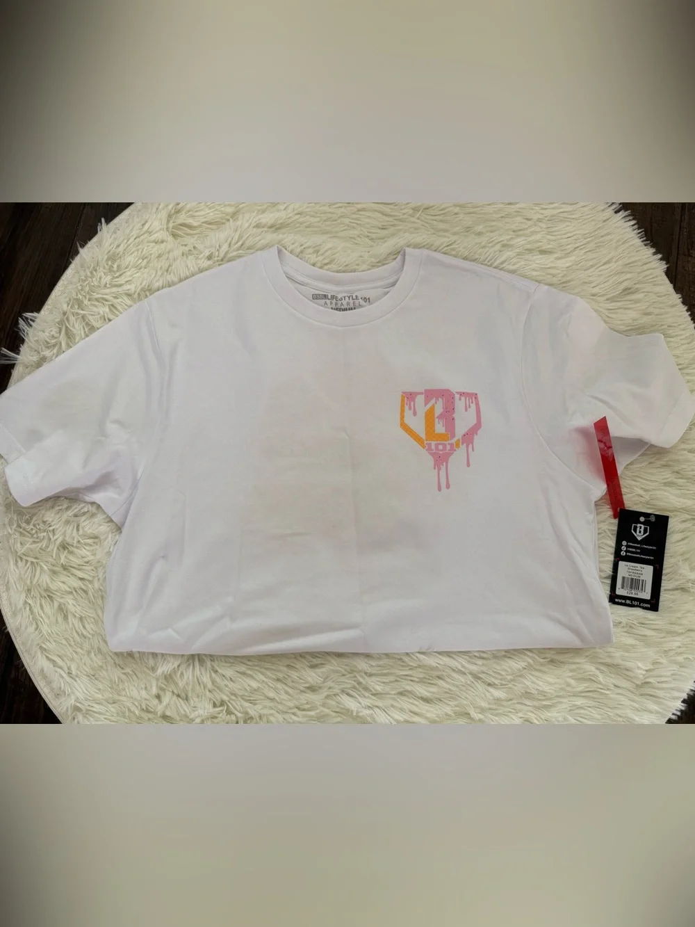 NWT Baseball Lifestyle Graphic Tee Size Adult Medium- White-Ice Cream Drip - Picture 2 of 5